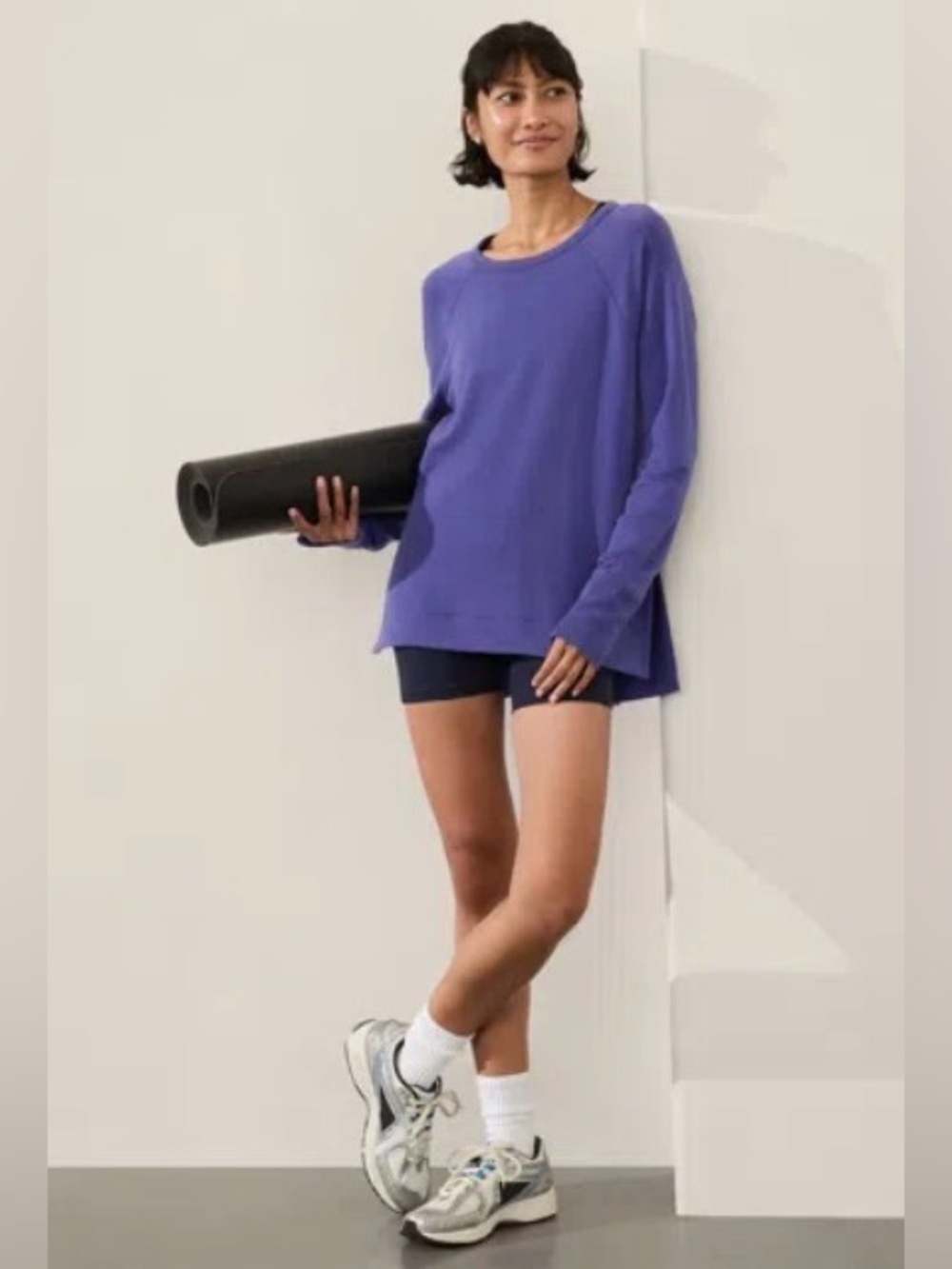NWT Athleta Coaster Luxe Recover Fusk Purple Sweatshirt Sz 3X